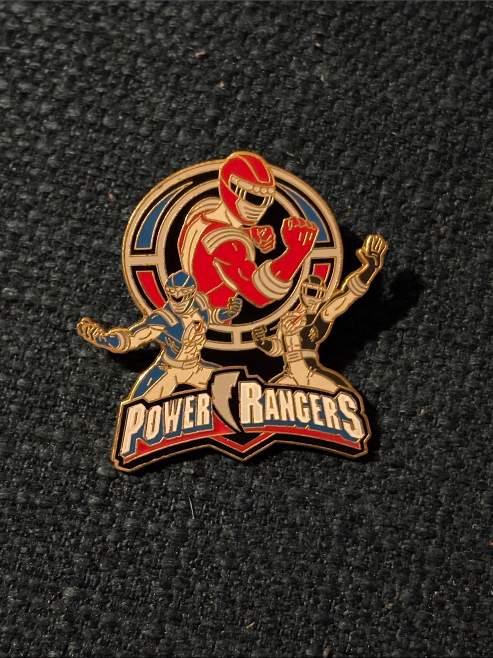 2008 Power Ranger Enamel Lapel Pin - Red, Blue, Gold